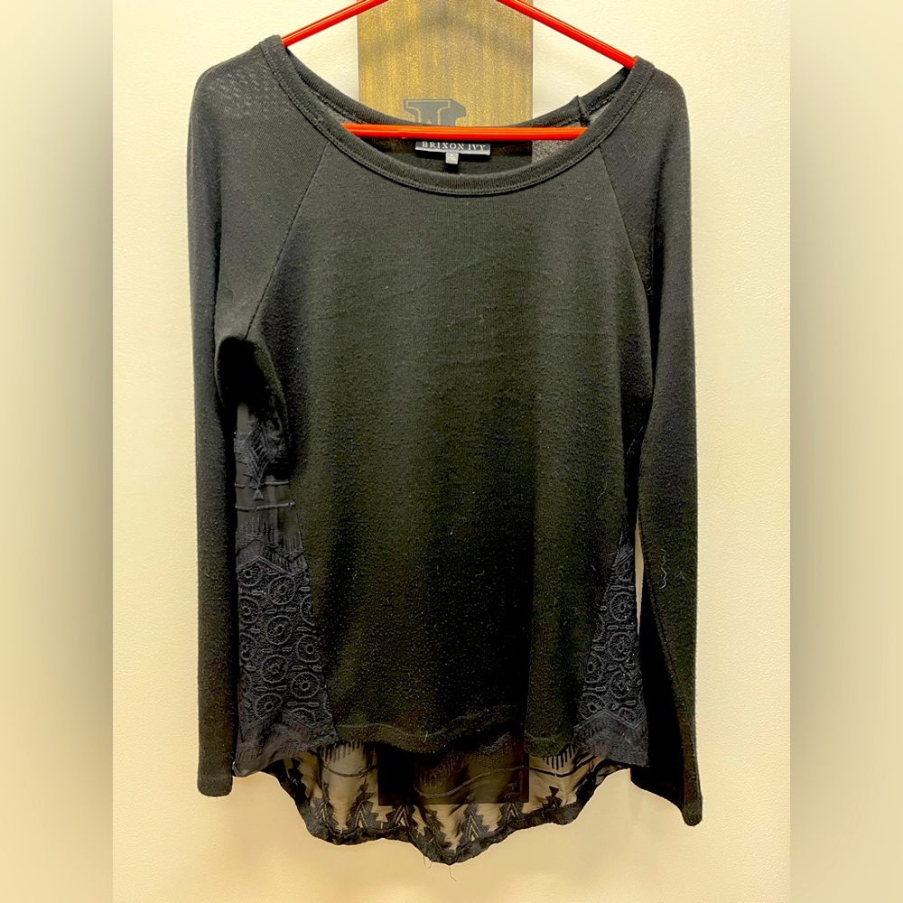 Brixon Ivy Black Sweater With Lace Back